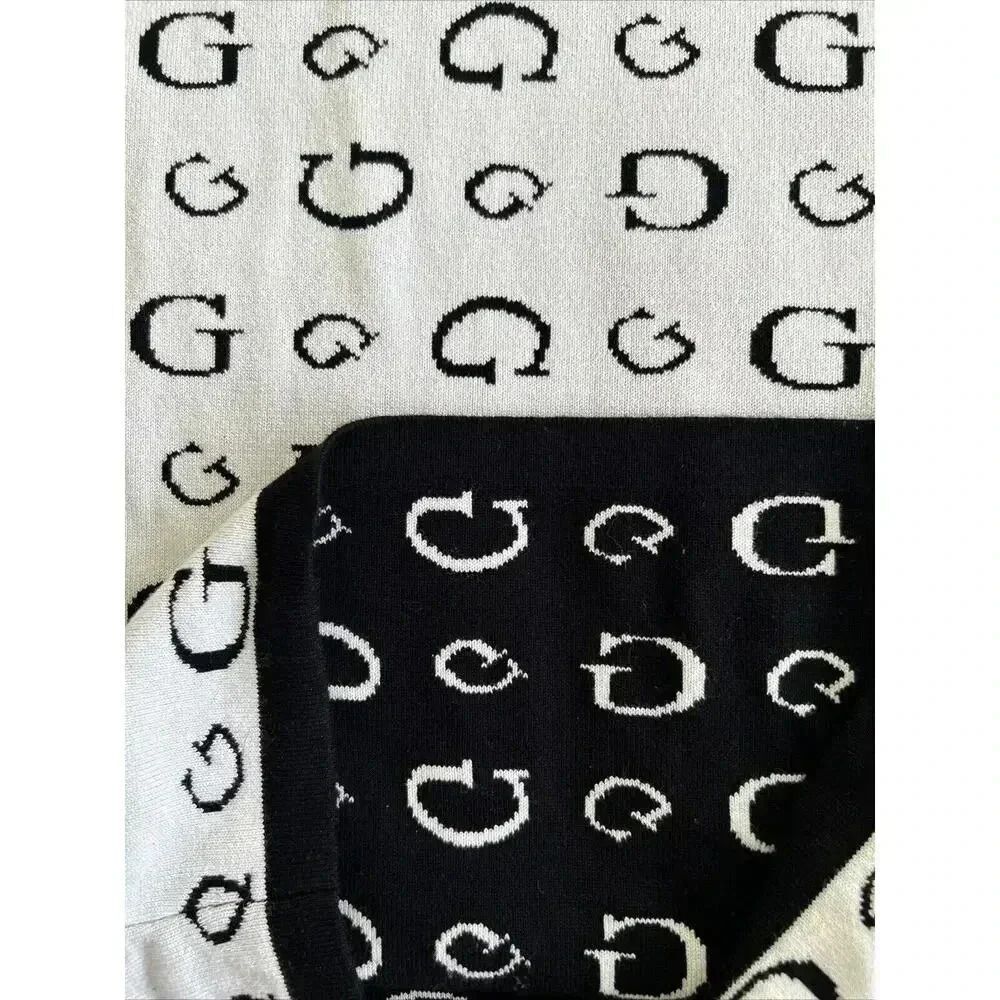 GUESS Monogram G Logo Mini Dress Black White Knit Bodycon Sheath Women’s Size M - Picture 10 of 12